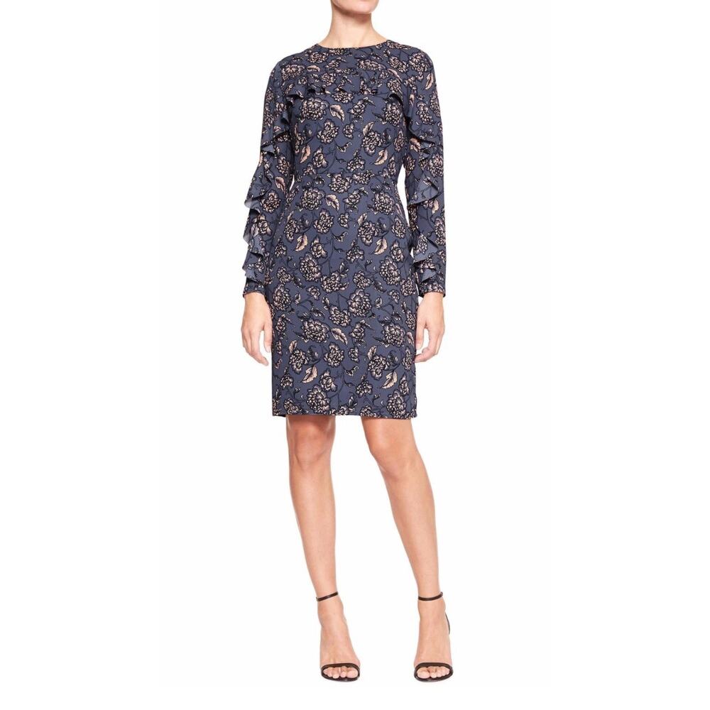 BANANA REPUBLIC FLORAL RUFFLE SHIFT DRESS SIZE 14 WOMENS SUMMER CASUAL